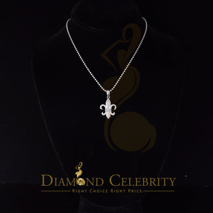 DiamondCelebritees White 925 Fleur de Lis Shape Sterling Silver Pendant with 0.50ct Cubic Zirconia