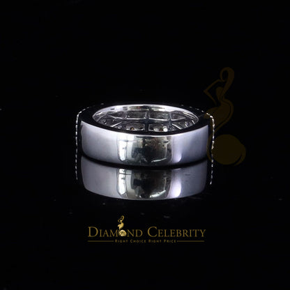 DiamondCelebritees Men's 925 Silver White 2.00ct VVS D Moissanite 3 Row Wedding Band Ring Size 10