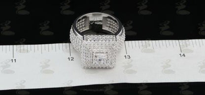 DiamondCelebritees 925 Silver White 8.50ct Cubic Zirconia Wide Square Womens Engagement Ring SZ 7.5