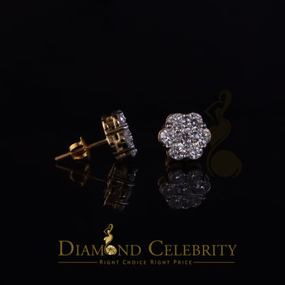 DiamondCelebritees Stud FLORAL Earrings 10k Real Yellow Gold 1.50ct VVS 'D' Color Real Moissanite