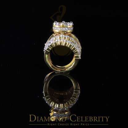 DiamondCelebritees Yellow Silver 14.00ct Cubic Zirconia Ring Multi Row Bridal Womens Ring Size 8