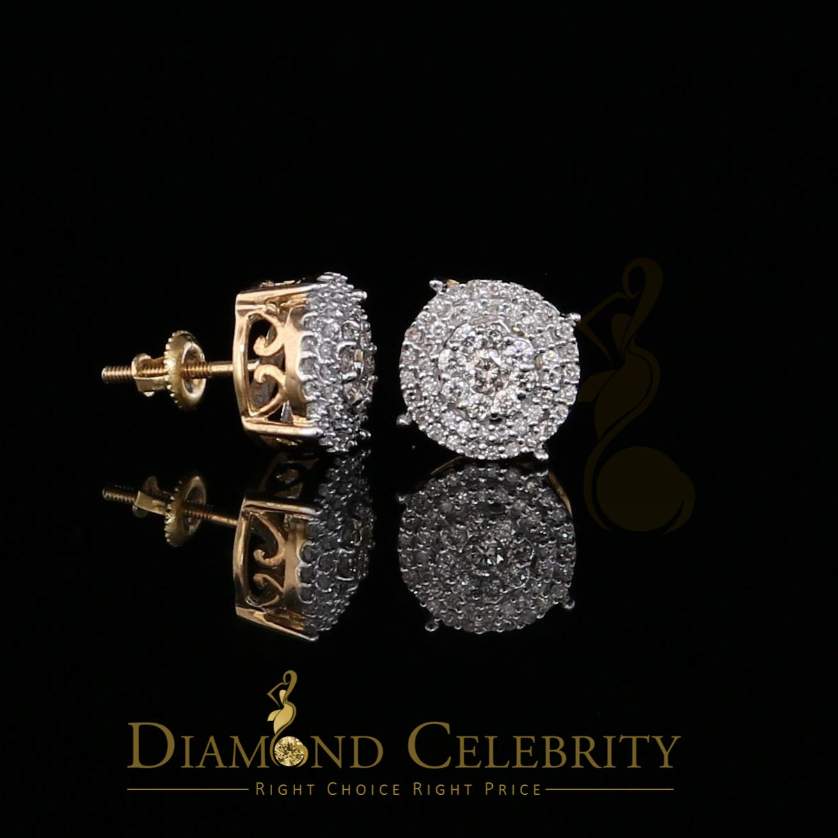 DiamondCelebritees 10K Real Yellow Gold with 0.80CT Real Diamond Men's/Women's Stud Earrings