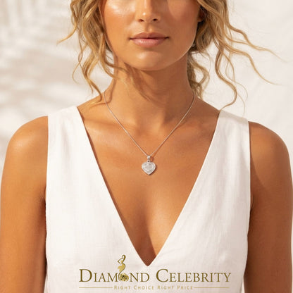 DiamondCelebritees  Real 0.25ct Diamond 925 Sterling Silver HEART Charm Necklace Pendant in White