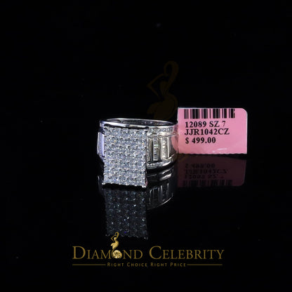 DiamondCelebritees 925 Sterling White Silver Square 4.20ct Cubic Zirconia Womens Ring Size 8