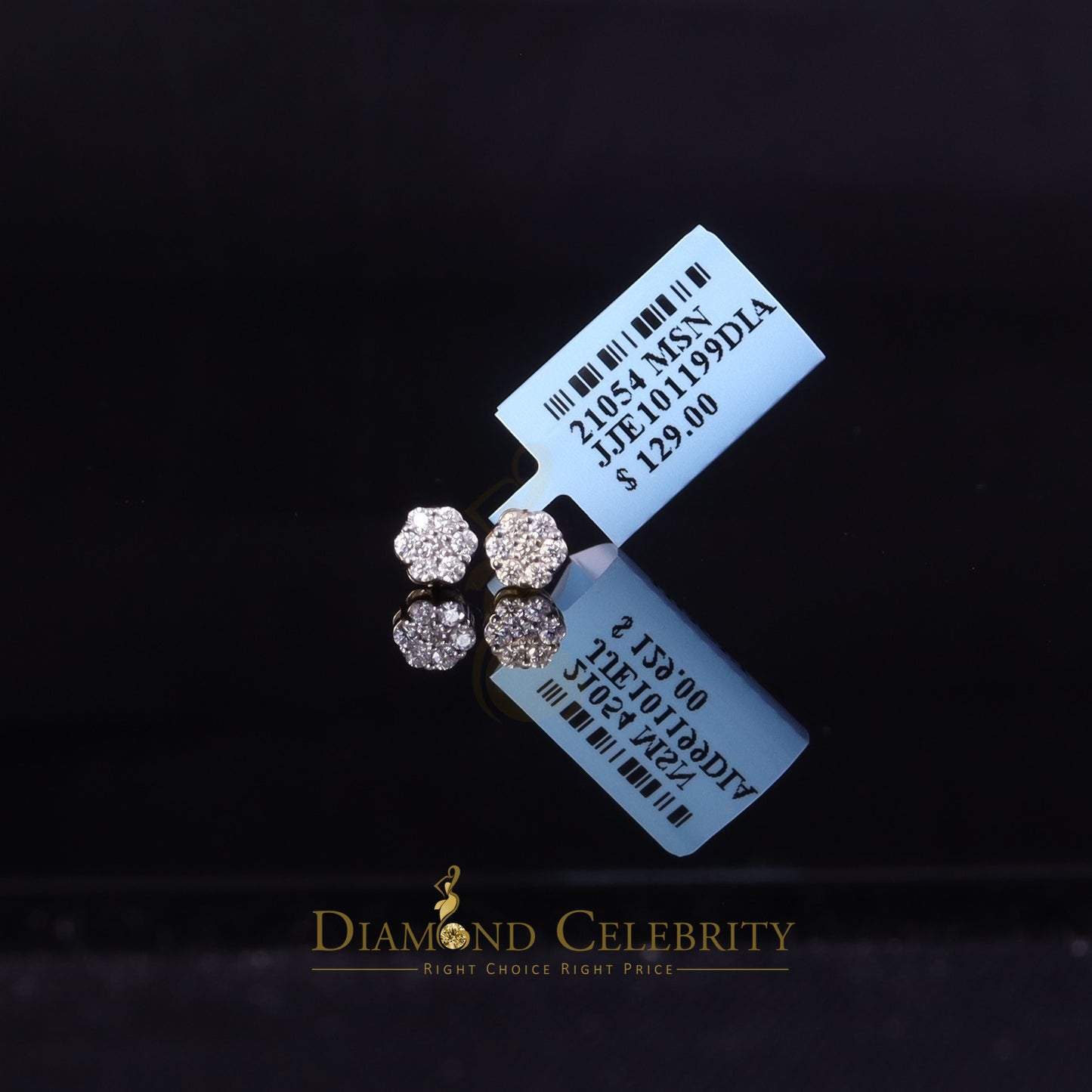 DiamondCelebritees Men's/Womens 925 Silver Yellow 0.25ct VVS 'D' Moissanite Floral Stud Earrings