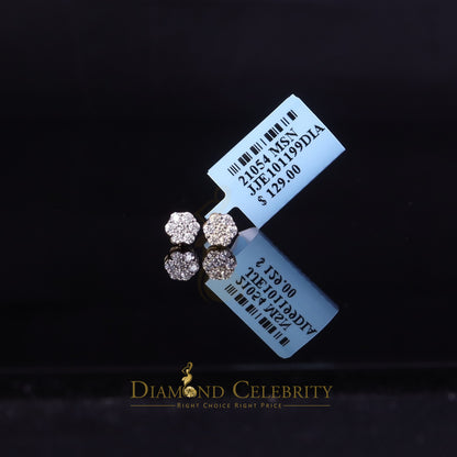 DiamondCelebritees Men's/Womens 925 Silver Yellow 0.25ct VVS 'D' Moissanite Floral Stud Earrings