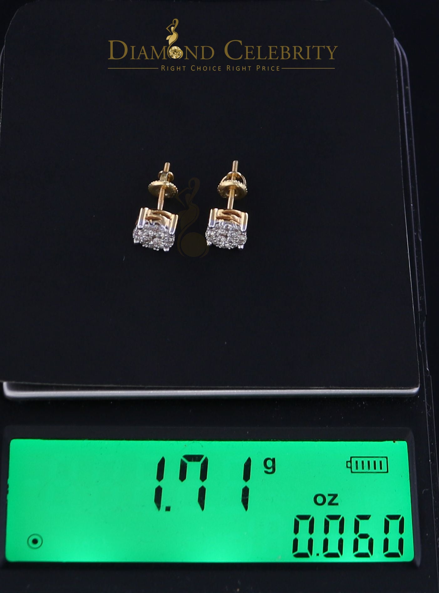 DiamondCelebritees 0.50CT Real Diamond 10K Real Yellow Gold Men's/Women's Stud Round Earring