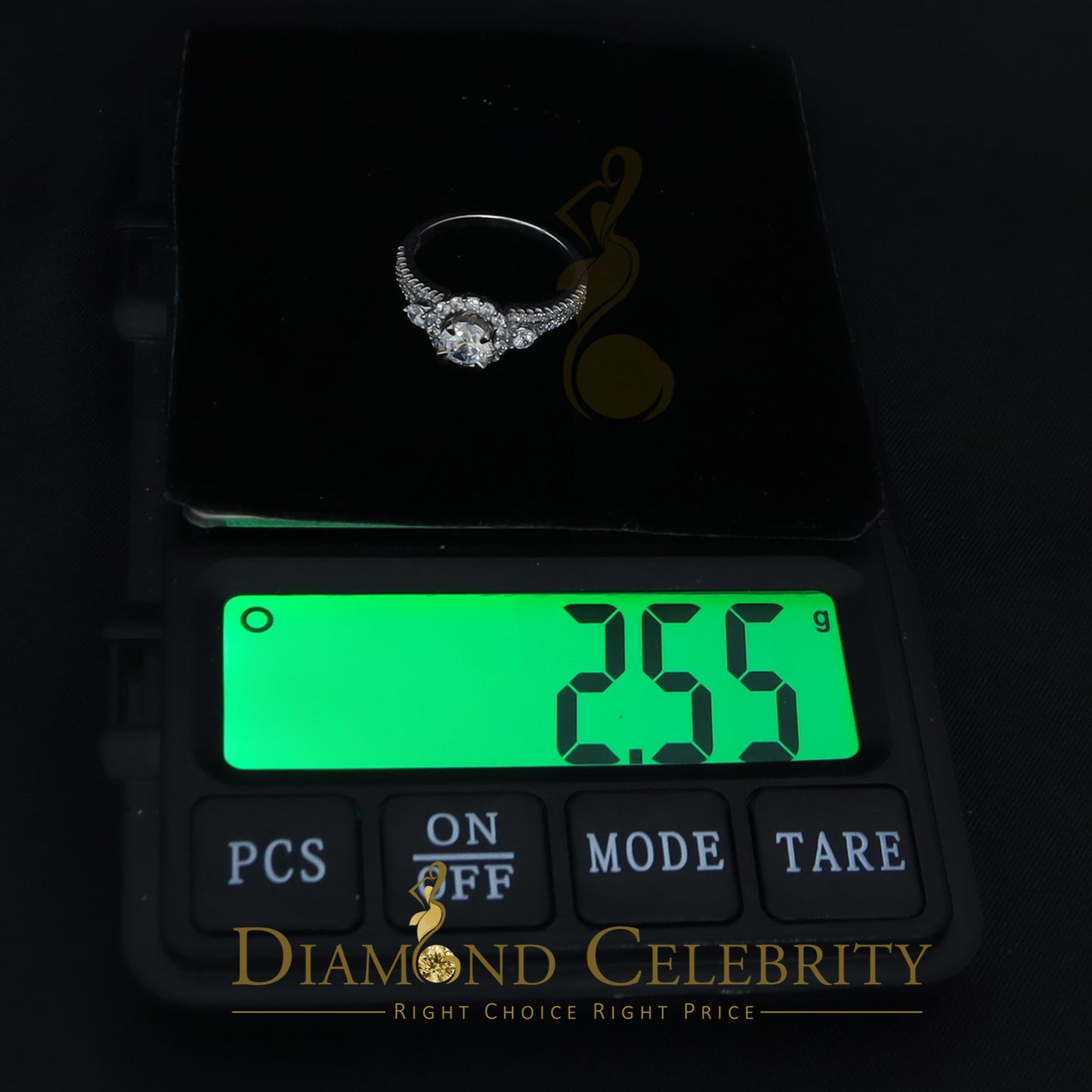 DiamondCelebritees 2.50ct Sterling Silver White Cubic Zirconia Flower Wedding Women's Ring Size 7