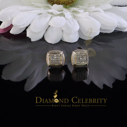 DiamondCelebritees 925 Sterling Silver Hip Hop Men's & Women's 0.15ct Real Diamonds Yellow Earrings