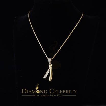 DiamondCelebritees  Real 0.33ct Diamond Sterling Silver Fashion EDGE RAZOR Charm Yellow Pendant