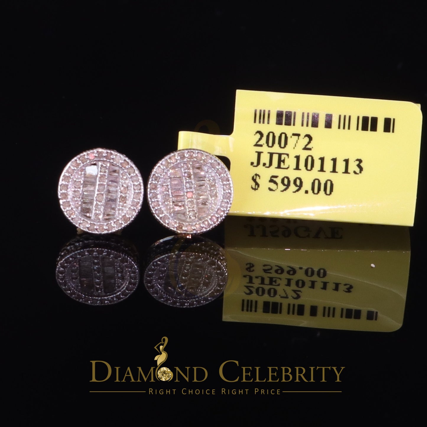 DiamondCelebritees 0.33ct Diamond 925 Sterling Yellow Silver For Men's & Womens Stud Round Earring