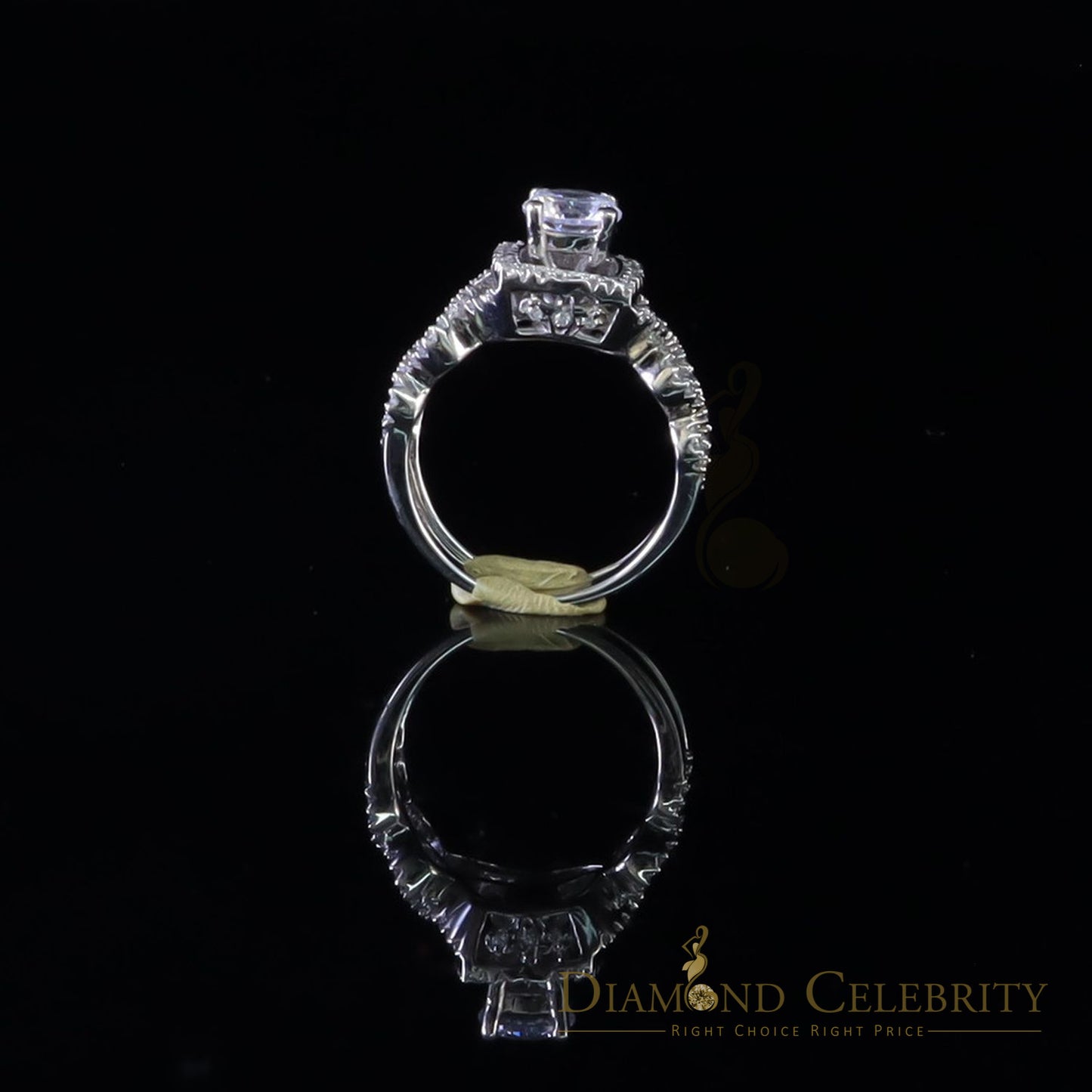 DiamondCelebritees Sterling Silver Square Cubic Zirconia 1.80ct Bridal White Womens Ring Size 7