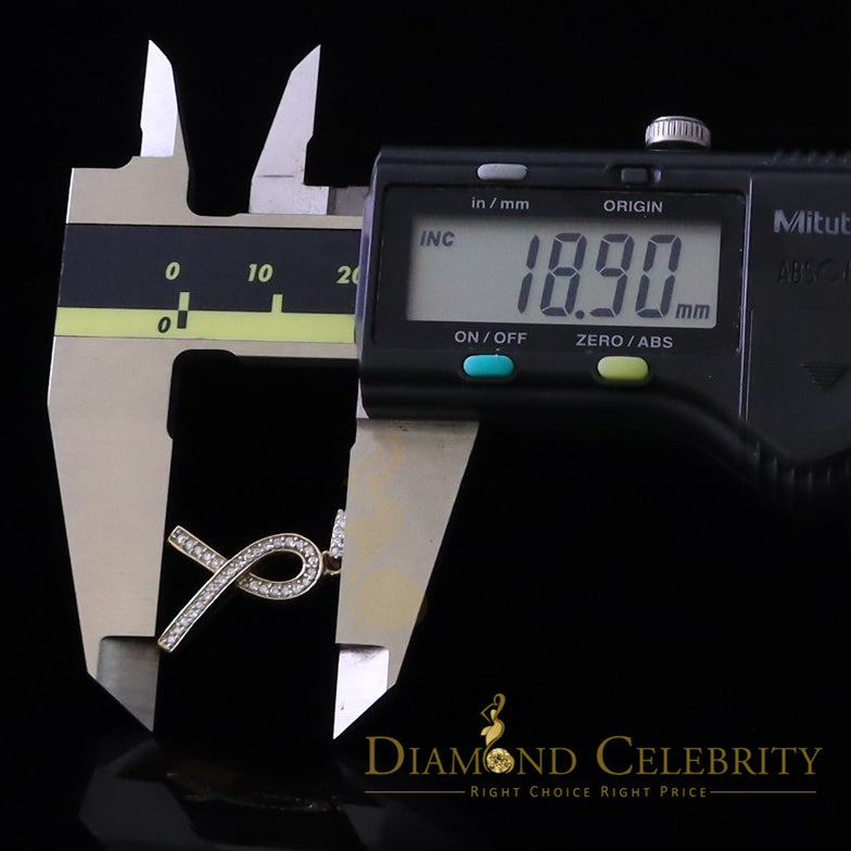 DiamondCelebritees 925 Sterling Silver Fashion Ribbon Shape Pendant Yellow 0.26ct Cubic Zirconia