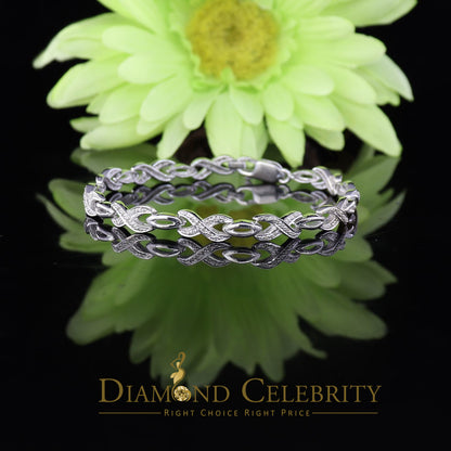 Diamondcelebritees 925 Silver White Exotic Design Bracelet Size 7 Inch 0.20CT Genuine Diamonds
