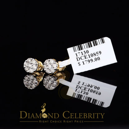DiamondCelebritees 0.50 CT Real Diamond with 10K Real Yellow Gold with Round Stud Earrings