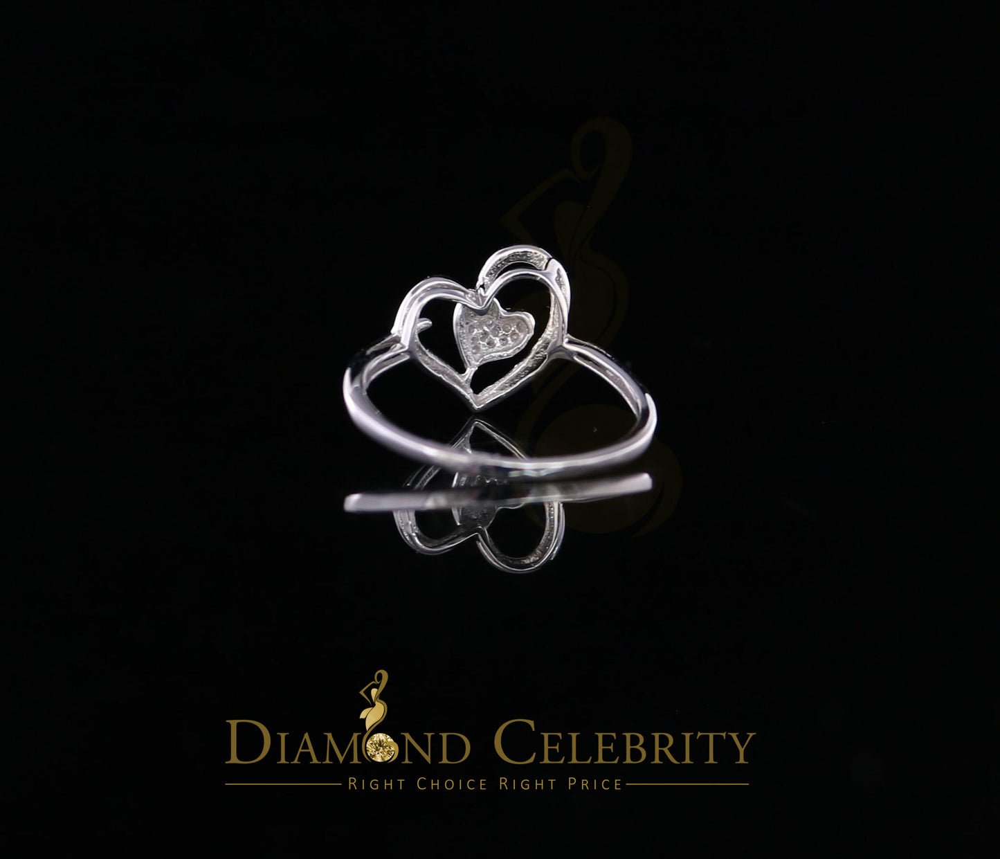 DiamondCelebritees Real Diamond 0.05ct 925 Sterling White Silver Heart Engagement Womens Ring SZ 7