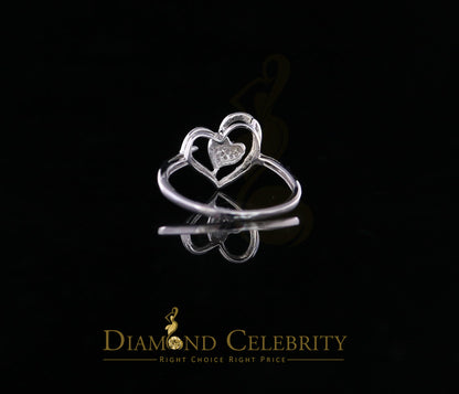 DiamondCelebritees Real Diamond 0.05ct 925 Sterling White Silver Heart Engagement Womens Ring SZ 7