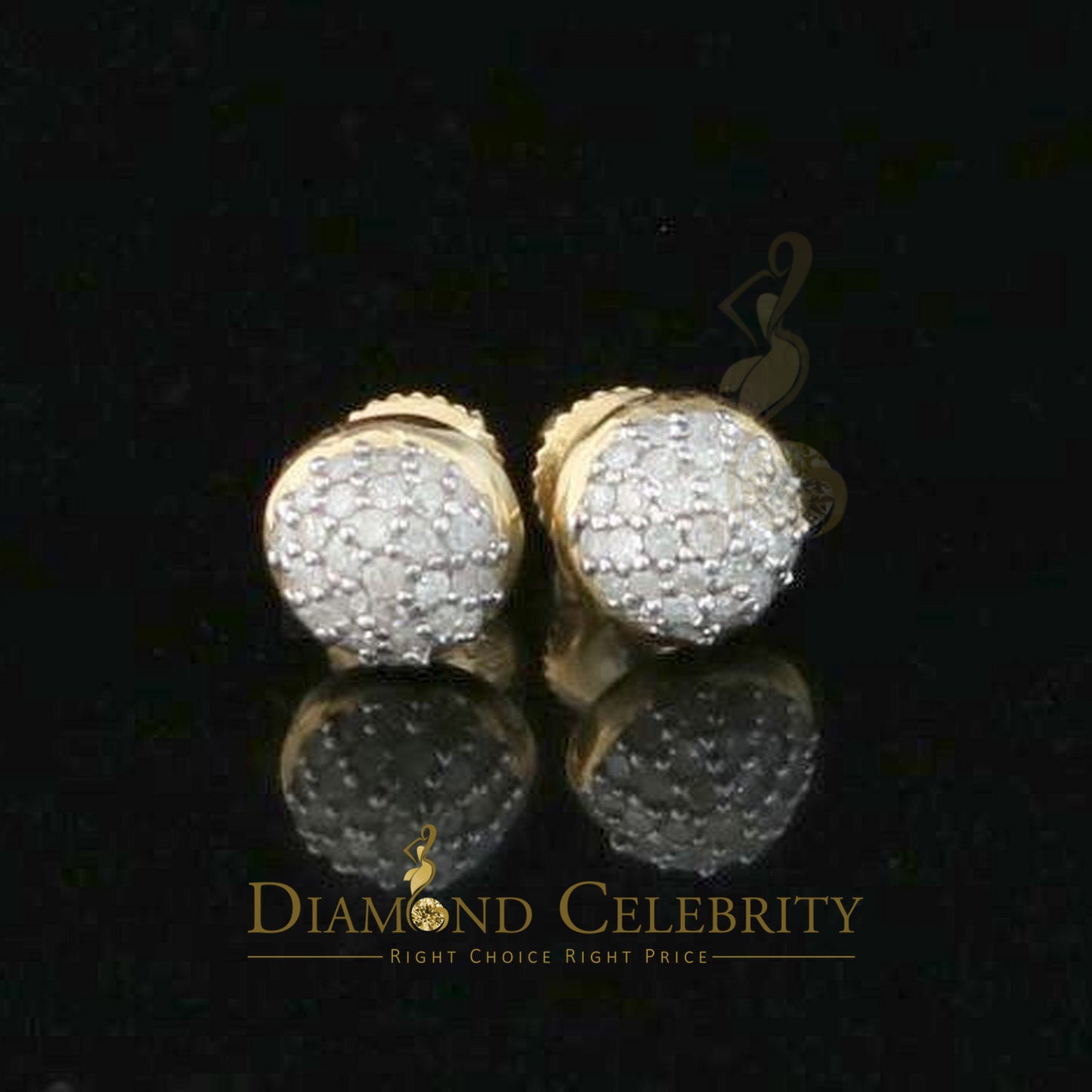 DiamondCelebritees 0.25ct Diamond 925 Silver Yellow For Men's / Women's Round Earrings