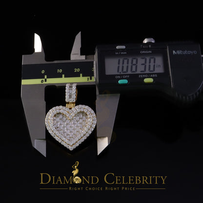 Diamondcelebritees 7.50ct VVS D Clr Moissanite 925 Yellow Silver Baguette Heart Pendant for Women's