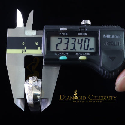 DiamondCelebritees 925 White Sterling Silver Cubic Zirconia 2.44ct Men Adjustable Ring Size 8 to 10