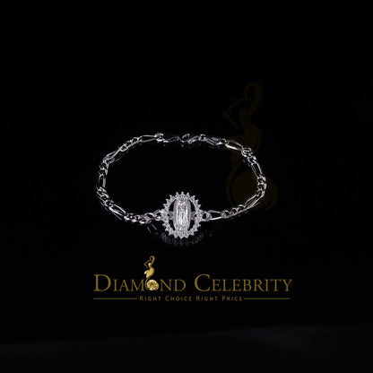 Diamondcelebritees Virgin Merry CZ 925 Sterling Silver White Oval Shape Women's Religious Bracelet