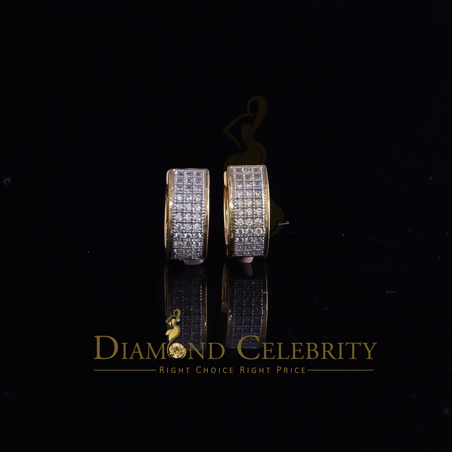 DiamondCelebritees  Hip Hop Yellow 925 Silver 0.66ct Cubic Zirconia Women's & Men's Hoop Earrings
