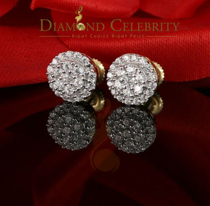 DiamondCelebritees  925 Sterling Yellow Silver 0.88ct Cubic Zirconia Round Women's Stud Earrings