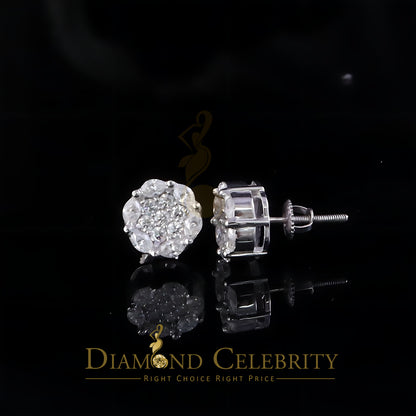 Diamondcelebritees 925 Moissanite White flower 1.00ct Silver Women's Marquise Stud Earrings VVS' D