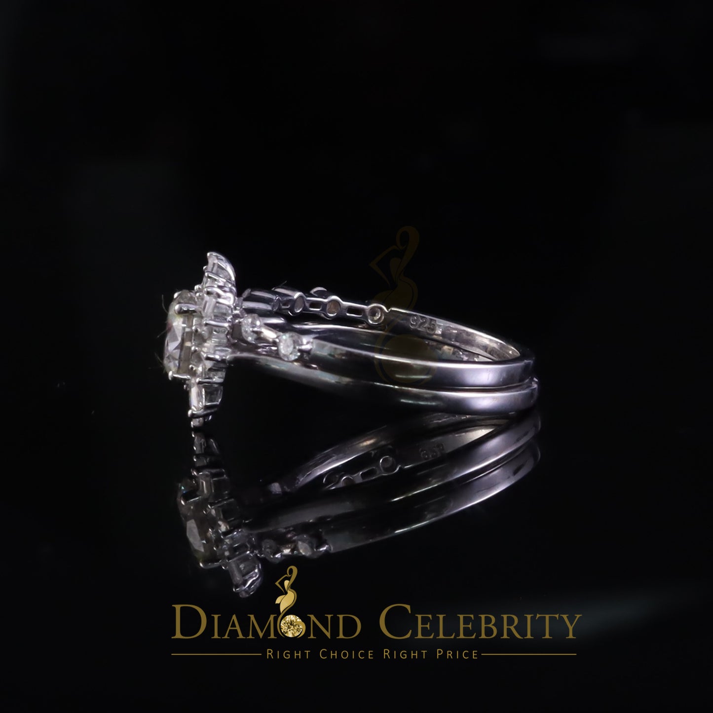 DiamondCelebritees New Womens 925 Silver White 1.25ct VVS 'D' Round Solitaire Moissanite Ring SZ 7