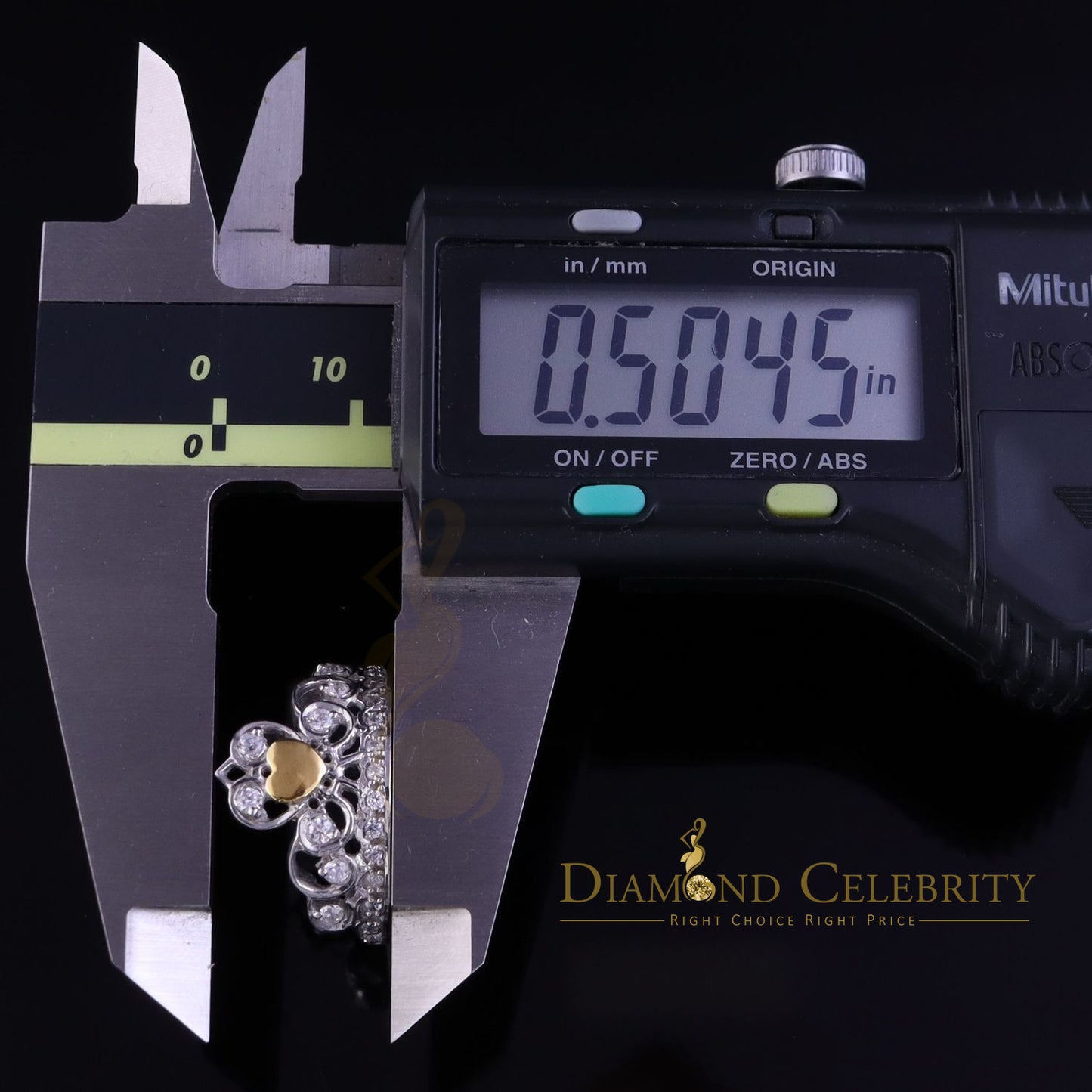DiamondCelebritees 925 Sterling White Silver 0.61ct Cubic Zirconia Luxury Womens Crown Ring Size 7