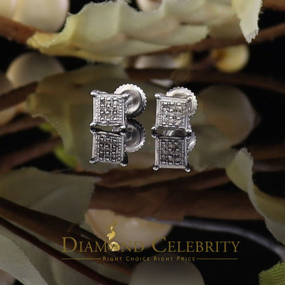 DiamondCelebritees 0.05ct Diamond Collection White 925 Sterling Silver Women & Men Square Earrings