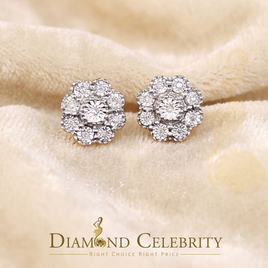 DiamondCelebritees 0.07 ct Diamond 925 Sterling Silver Yellow Floral Earrings For Men's & Women's