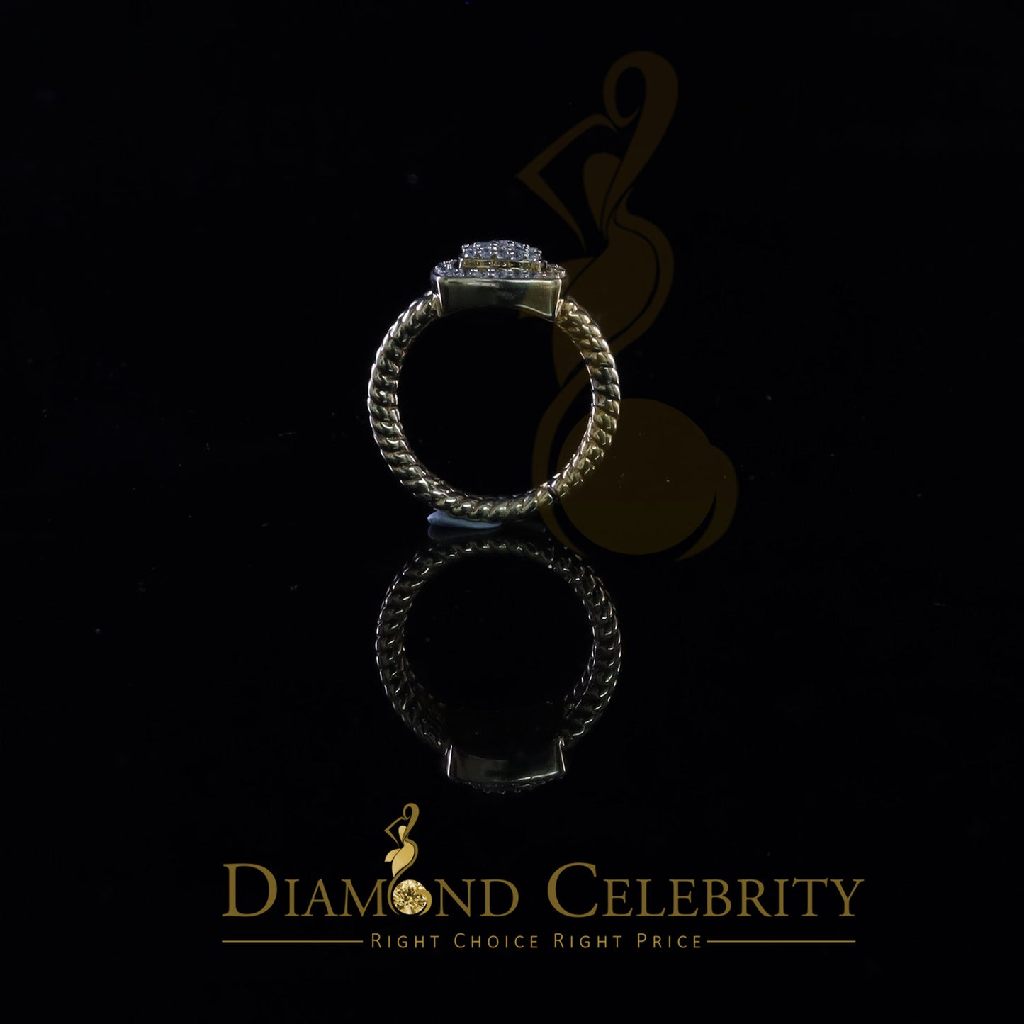 DiamondCelebritees 0.95ct Cubic Zirconia 925 Sterling Yellow Silver Square Womens Ring Size 7.5