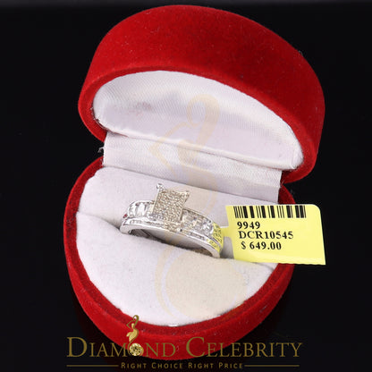 DiamondCelebritees 0.25ct Real Diamond 925 Sterling White Silver Shine Womens Square Ring SZ 7