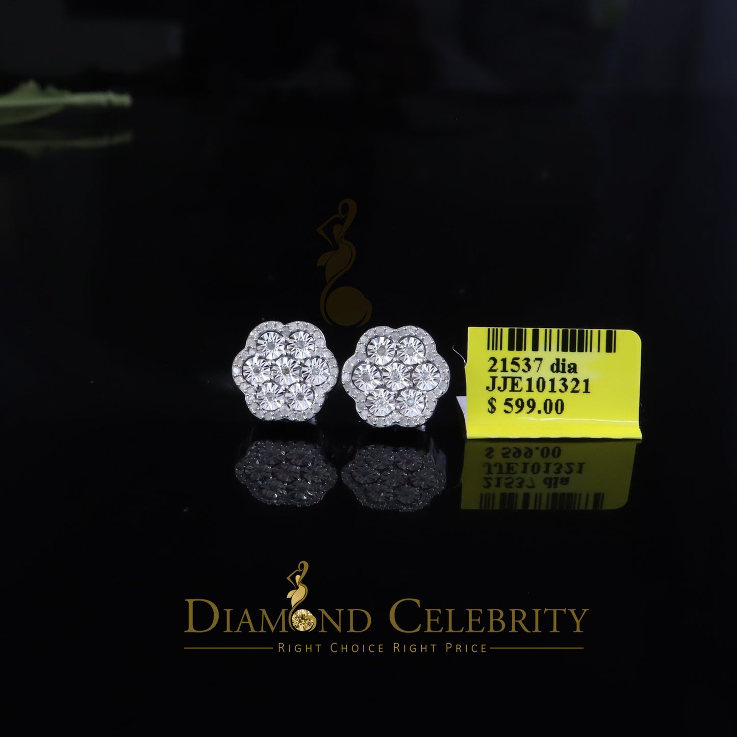 DiamondCelebritees Miracle Set 0.40ct Diamond 925 Silver White 11MM for Men's & Women Stud Earrings