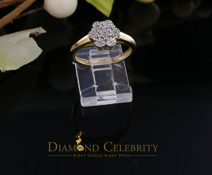 DiamondCelebritees Real Diamond 0.05ct Engagement Womens 925 Silver Yellow Ring Flower Shape Size 7