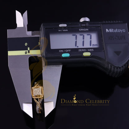 DiamondCelebritees 0.10CT Real Diamond 925 Sterling Yellow Silver Style Square Womens Ring Size 7