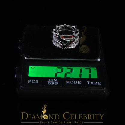 DiamondCelebritees 925 Silver White 1.50ct Cubic Zirconia Texan Wide Band Cocktail Ring Size 10