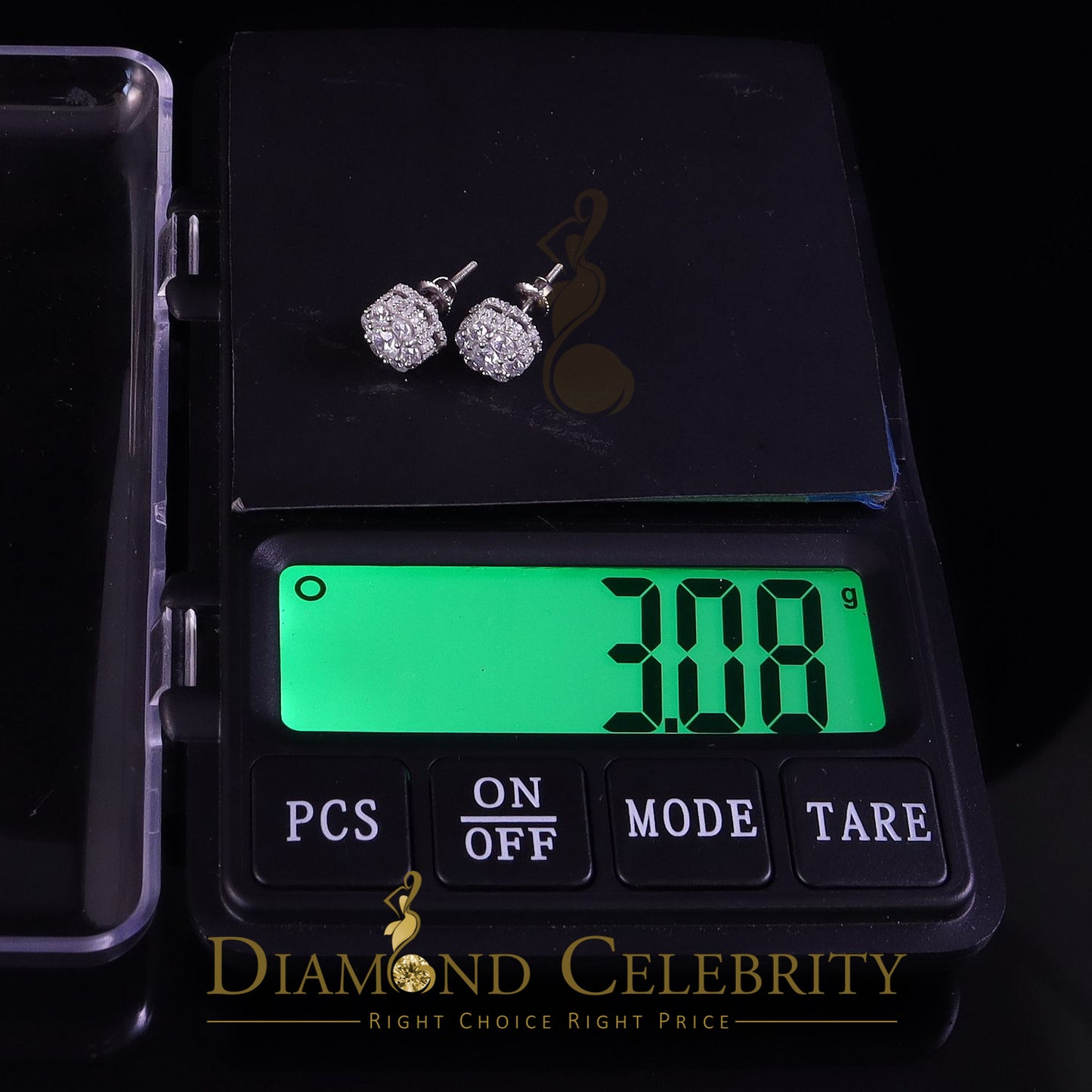 DiamondCelebritees  1.50ct Cubic Zirconia 925 White Silver Sterling Hip Hop Floral Women's Earrings