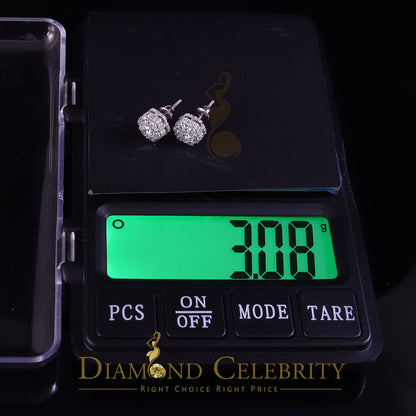 DiamondCelebritees  1.50ct Cubic Zirconia 925 White Silver Sterling Hip Hop Floral Women's Earrings