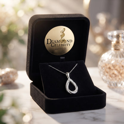 DiamondCelebritees 925 Sterling Silver Teardrop/Pear Shaped intertwined 0.37ct Cubic Zircon Pendant