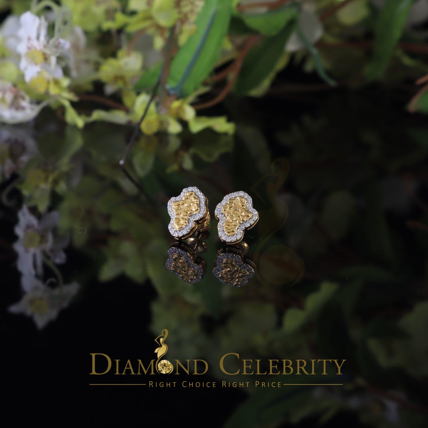 DiamondCelebritees 1.00ct Moissanite Yellow 925 Sterling Silver Women's Nugget Earrings