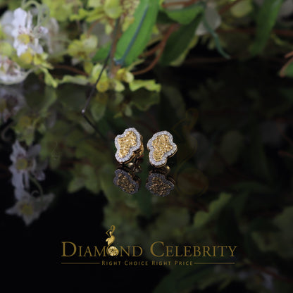 DiamondCelebritees 1.00ct Moissanite Yellow 925 Sterling Silver Women's Nugget Earrings