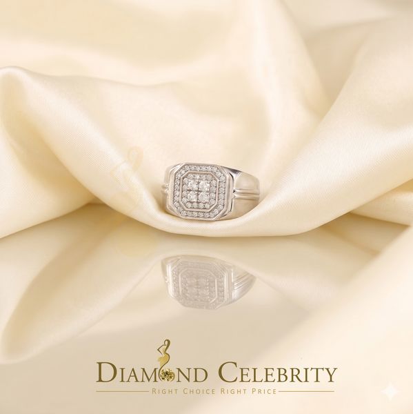 DiamondCelebritees Men's 925 Sterling White Silver Octagon 1.50ct Cubic Zirconia Ring Size 12