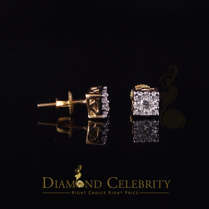 DiamondCelebritees Real Moissanite Stud Square Earrings 10k Real Yellow Gold 0.33ct VVS 'D' Color