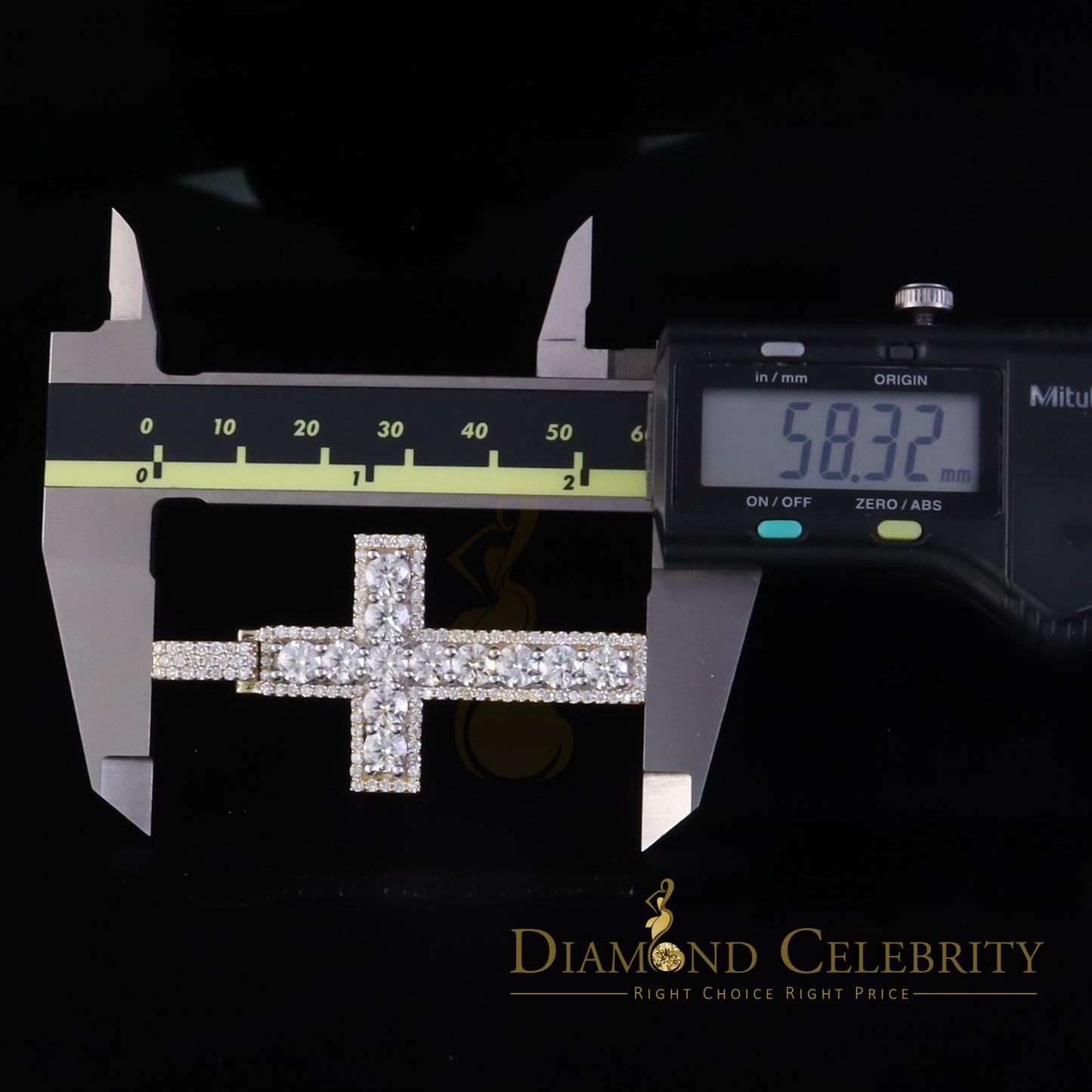 Diamondcelebritees Moissanite Men's & Women 7.50ct VVS D Sterling Yellow Silver Charm Cross Pendant