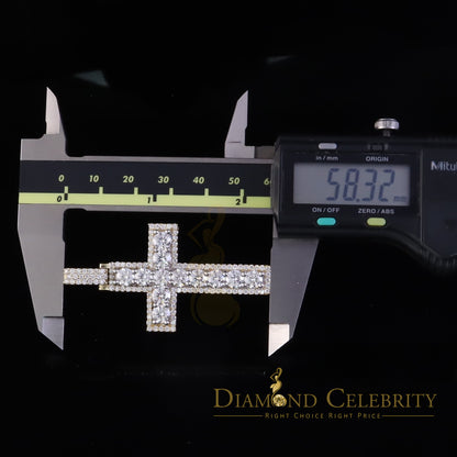 Diamondcelebritees Moissanite Men's & Women 7.50ct VVS D Sterling Yellow Silver Charm Cross Pendant