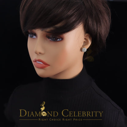DiamondCelebritees Real Diamond 1.25CT 10K Real Yellow Gold Men's/Women's Stud Round Earring