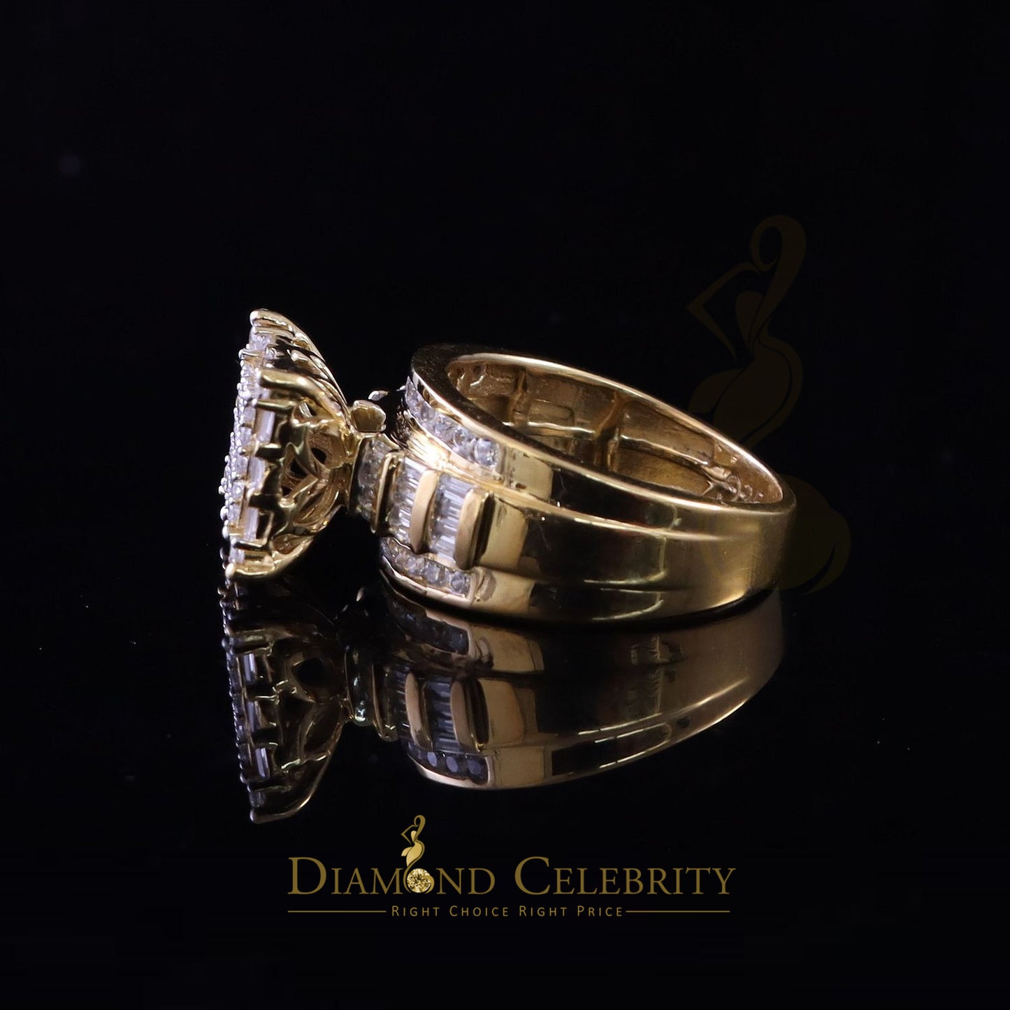 DiamondCelebritees 925 Yellow Square 2.34 ct Cubic Zirconia Silver Engagement Men's Ring Size 9