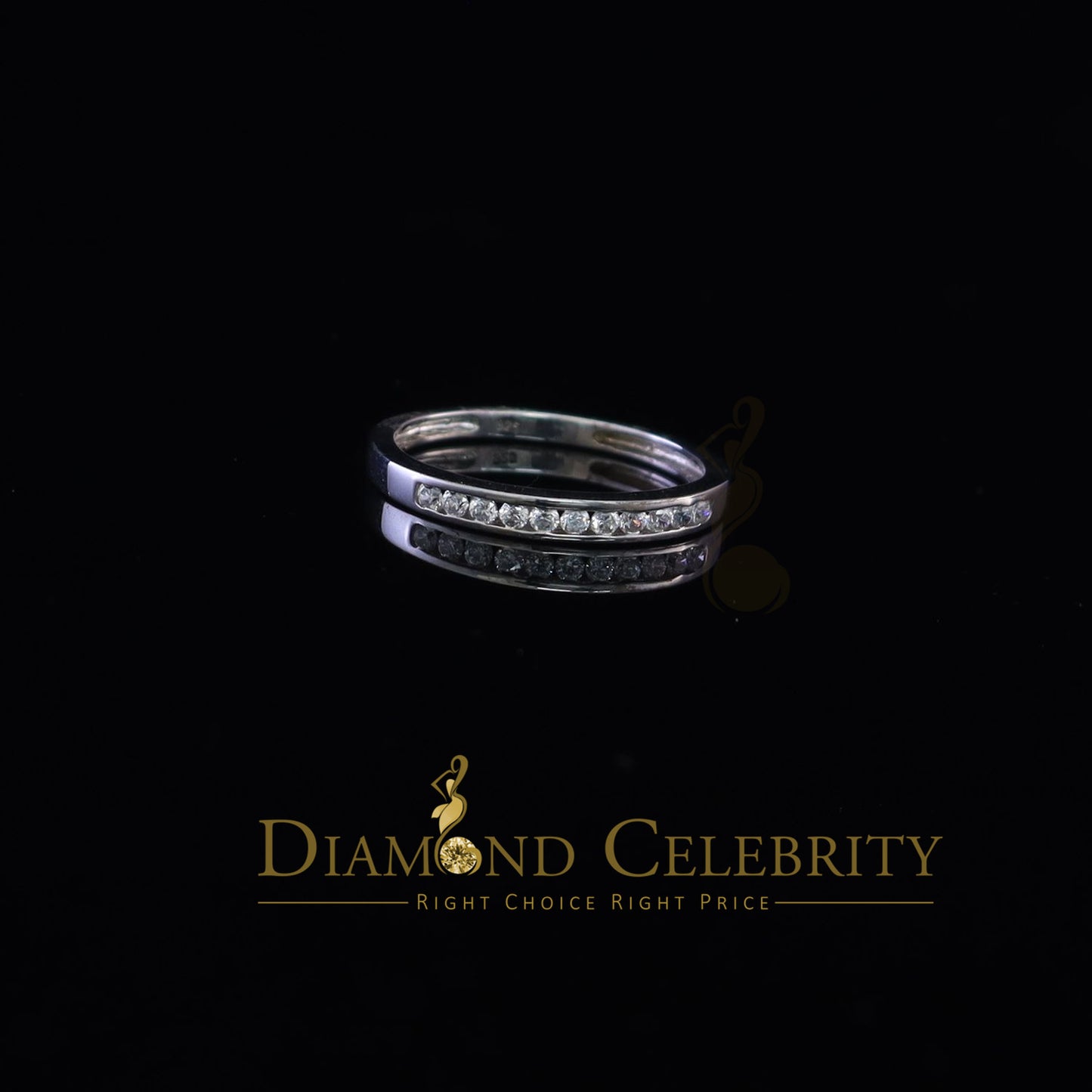 DiamondCelebritees 0.50ct Cubic Zirconia Sterling White Silver Round Engagement Women's Ring Size 7